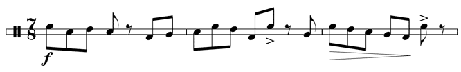Schlagzeugnotation auf zwei Linien