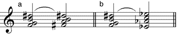 (a) Ligatur – (b) enharmonische Ligatur