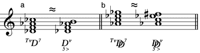 Tritonusvertreter der (a) Dominante – (b) Doppeldominante