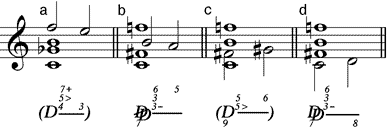 Doppeltritonus-Quart-Akkord als Vorhaltakkord mit einem Vorhalt