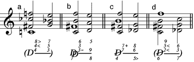 Doppeltritonus-Quart-Akkord als Vorhaltakkord mit drei Vorhalten